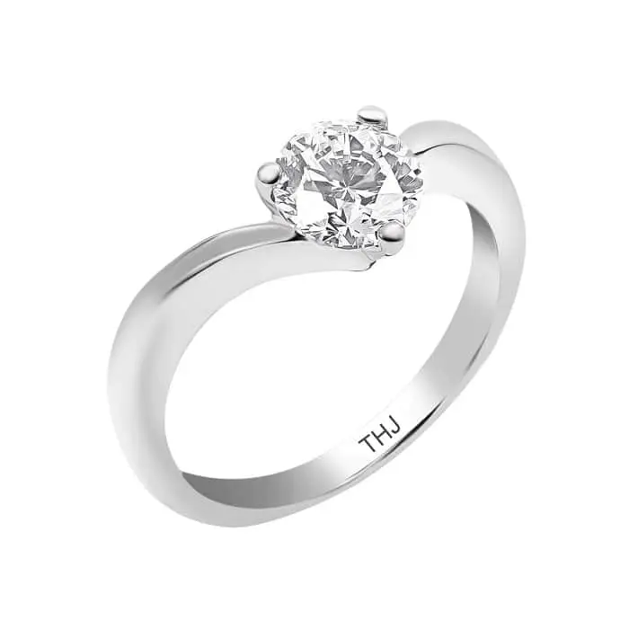 טבעת אירוסין סוליטר זהב לבן 18K 0.42CT