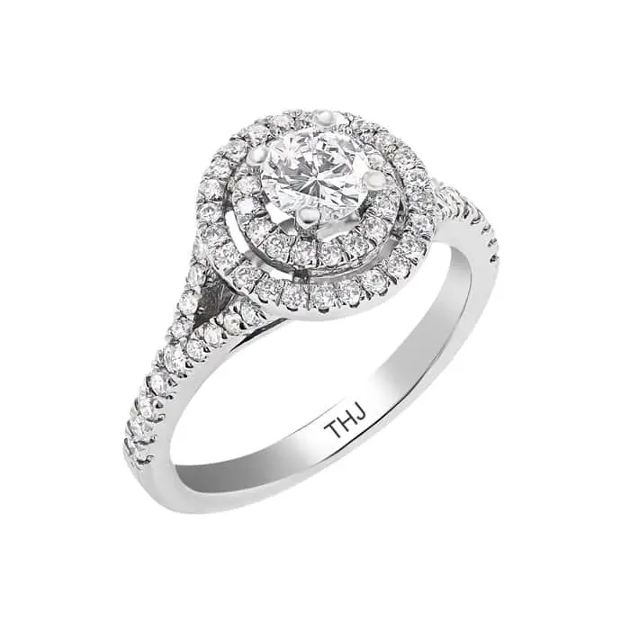 טבעת אירוסין זהב לבן 18K יהלום מרכזי 0.40-1.08CT