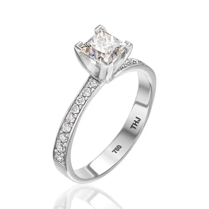 טבעת אירוסין יהלום פרינסס זהב לבן 0.40-1.00CT | R5669