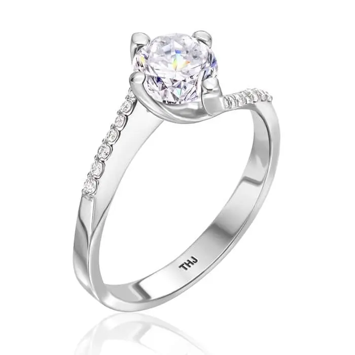 טבעת אירוסין זהב לבן יהלום מרכזי 0.50-0.80CT | R5665