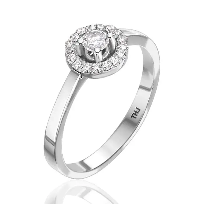 טבעת סוליטר זהב לבן 14K 0.25CT | R5503