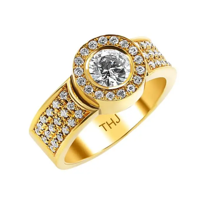 טבעת אירוסין זהב צהוב 18K יהלום מרכזי 0.70-0.95CT