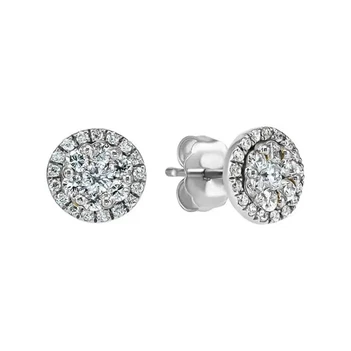 עגילי יהלומים צמודים זהב לבן 18K 0.94CT