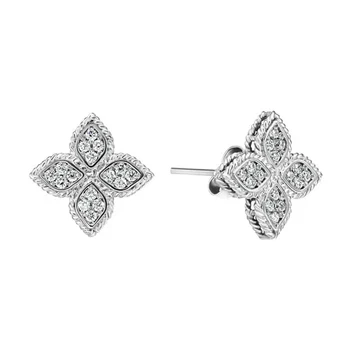 עגילי יהלומים צמודים זהב לבן 18K 1.20CT