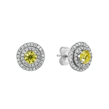 עגילי יהלומים צהובים Fancy Yellow זהב לבן 18K 1.09 קראט