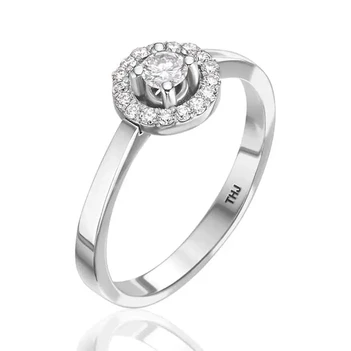 טבעת סוליטר זהב לבן 14K 0.25CT | R5503