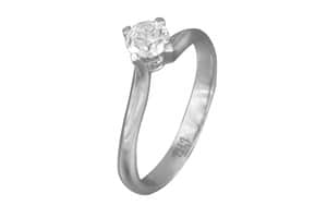 טבעת אירוסין האנגזו סוליטר אלגנטית ומקסימה לאשה מזהב לבן 18 קראט, משובצת ביהלום מרכזי LUCIA